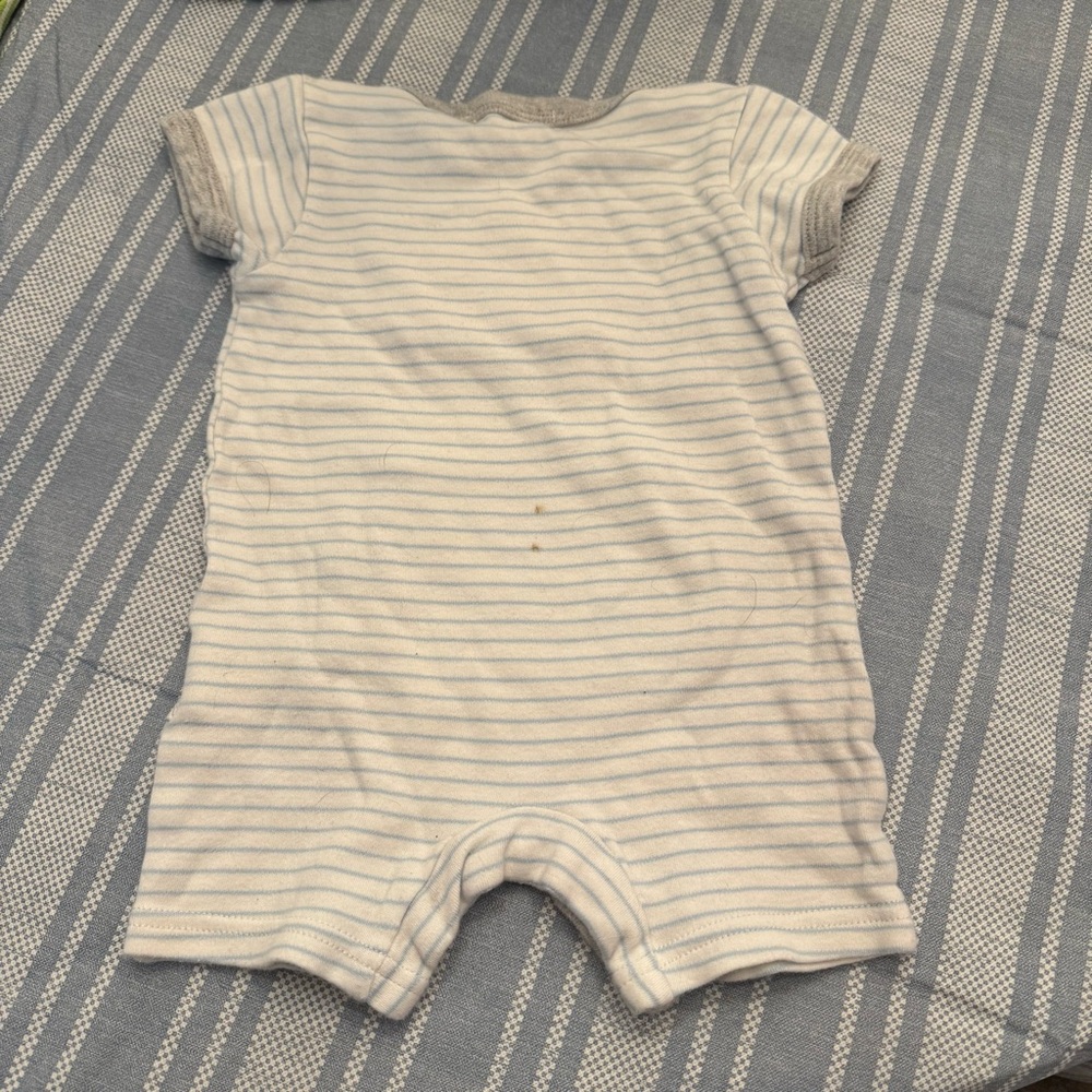 Gray and White Striped Baby Romper - Picture 3 of 4